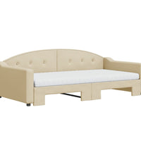 Tagesbett Ausziehbar mit Matratzen Creme 100x200 cm Stoff