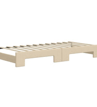 Tagesbett Ausziehbar mit Matratzen Creme 100x200 cm Stoff