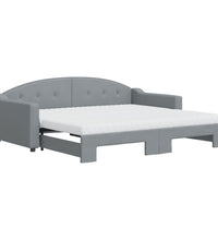 Tagesbett Ausziehbar mit Matratze Hellgrau 90x190 cm Stoff