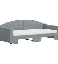 Tagesbett Ausziehbar mit Matratze Hellgrau 90x190 cm Stoff