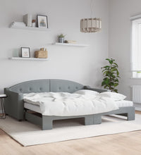 Tagesbett Ausziehbar mit Matratze Hellgrau 90x190 cm Stoff