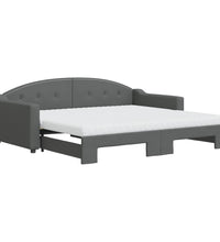 Tagesbett Ausziehbar mit Matratzen Dunkelgrau 90x190 cm Stoff