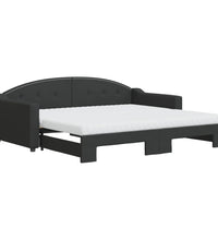Tagesbett Ausziehbar mit Matratzen Schwarz 90x190 cm Stoff