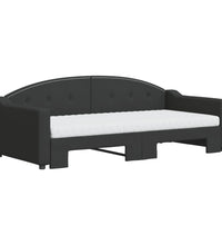 Tagesbett Ausziehbar mit Matratzen Schwarz 90x190 cm Stoff