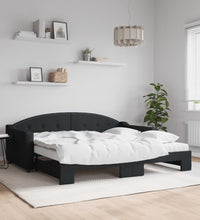 Tagesbett Ausziehbar mit Matratzen Schwarz 90x190 cm Stoff