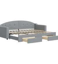 Tagesbett Ausziehbar mit Schubladen Hellgrau 80x200 cm Stoff
