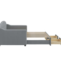 Tagesbett Ausziehbar mit Schubladen Hellgrau 80x200 cm Stoff