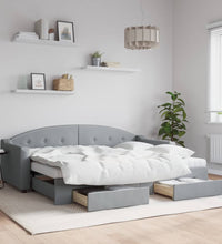 Tagesbett Ausziehbar mit Schubladen Hellgrau 80x200 cm Stoff