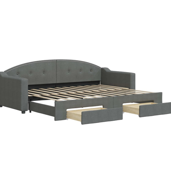 Tagesbett Ausziehbar mit Schubladen Dunkelgrau 80x200 cm Stoff