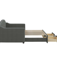 Tagesbett Ausziehbar mit Schubladen Dunkelgrau 80x200 cm Stoff