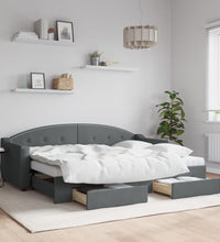 Tagesbett Ausziehbar mit Schubladen Dunkelgrau 80x200 cm Stoff