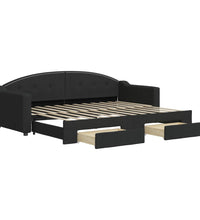 Tagesbett Ausziehbar mit Schubladen Schwarz 80x200 cm Stoff