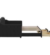 Tagesbett Ausziehbar mit Schubladen Schwarz 80x200 cm Stoff