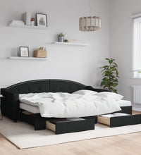Tagesbett Ausziehbar mit Schubladen Schwarz 80x200 cm Stoff