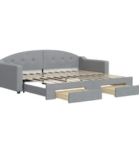 Tagesbett Ausziehbar mit Schubladen Hellgrau 90x200 cm Stoff