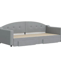 Tagesbett Ausziehbar mit Schubladen Hellgrau 90x200 cm Stoff