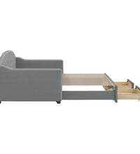 Tagesbett Ausziehbar mit Schubladen Hellgrau 90x200 cm Stoff