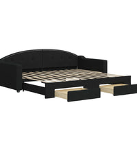 Tagesbett Ausziehbar mit Schubladen Schwarz 90x200 cm Stoff