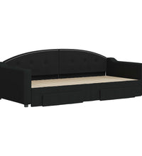 Tagesbett Ausziehbar mit Schubladen Schwarz 90x200 cm Stoff