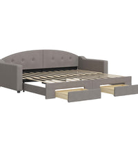 Tagesbett Ausziehbar mit Schubladen Taupe 90x200 cm Stoff