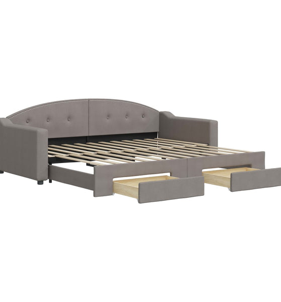 Tagesbett Ausziehbar mit Schubladen Taupe 90x200 cm Stoff