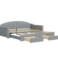 Tagesbett Ausziehbar mit Schubladen Hellgrau 100x200 cm Stoff
