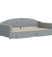 Tagesbett Ausziehbar mit Schubladen Hellgrau 100x200 cm Stoff