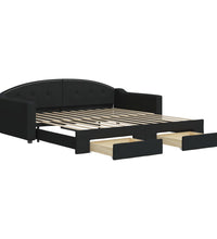 Tagesbett Ausziehbar mit Schubladen Schwarz 100x200 cm Stoff