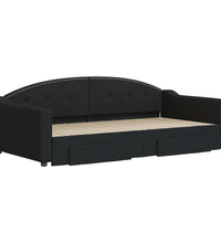 Tagesbett Ausziehbar mit Schubladen Schwarz 100x200 cm Stoff