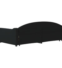 Tagesbett Ausziehbar mit Schubladen Schwarz 100x200 cm Stoff