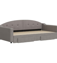 Tagesbett Ausziehbar mit Schubladen Taupe 100x200 cm Stoff