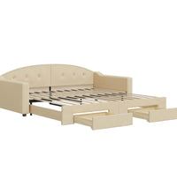 Tagesbett Ausziehbar mit Schubladen Creme 100x200 cm Stoff