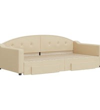 Tagesbett Ausziehbar mit Schubladen Creme 100x200 cm Stoff