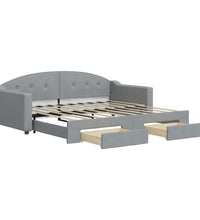 Tagesbett Ausziehbar mit Schubladen Hellgrau 90x190 cm Stoff