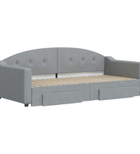Tagesbett Ausziehbar mit Schubladen Hellgrau 90x190 cm Stoff