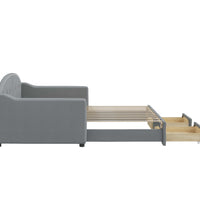 Tagesbett Ausziehbar mit Schubladen Hellgrau 90x190 cm Stoff