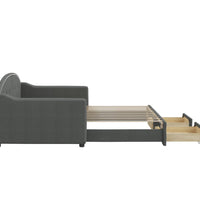 Tagesbett Ausziehbar mit Schubladen Dunkelgrau 90x190 cm Stoff
