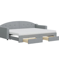 Tagesbett Ausziehbar mit Schubladen Hellgrau 80x200 cm Stoff