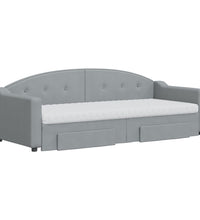 Tagesbett Ausziehbar mit Schubladen Hellgrau 80x200 cm Stoff