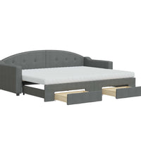 Tagesbett Ausziehbar mit Schubladen Dunkelgrau 80x200 cm Stoff