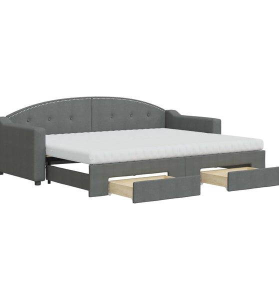 Tagesbett Ausziehbar mit Schubladen Dunkelgrau 80x200 cm Stoff