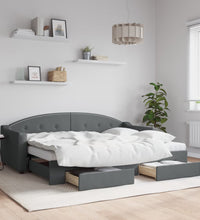 Tagesbett Ausziehbar mit Schubladen Dunkelgrau 80x200 cm Stoff