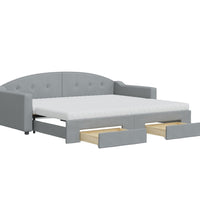 Tagesbett Ausziehbar mit Schubladen Hellgrau 90x200 cm Stoff