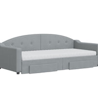 Tagesbett Ausziehbar mit Schubladen Hellgrau 90x200 cm Stoff