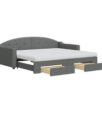 Tagesbett Ausziehbar mit Schubladen Dunkelgrau 90x200 cm Stoff