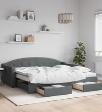 Tagesbett Ausziehbar mit Schubladen Dunkelgrau 90x200 cm Stoff