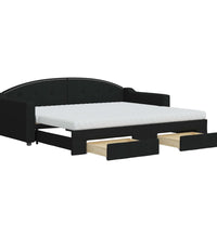 Tagesbett Ausziehbar mit Schubladen Schwarz 90x200 cm Stoff