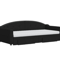 Tagesbett Ausziehbar mit Schubladen Schwarz 90x200 cm Stoff