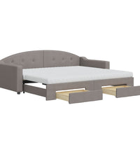 Tagesbett Ausziehbar mit Schubladen Taupe 90x200 cm Stoff