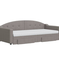 Tagesbett Ausziehbar mit Schubladen Taupe 90x200 cm Stoff